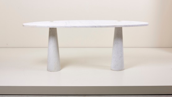 Angelo Mangiarotti Eros Console Table in White Carrara Marble