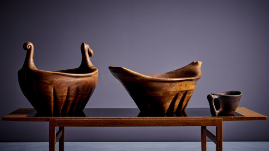 Studio Set of Two Large Bowl and Cup by Lee Swennes