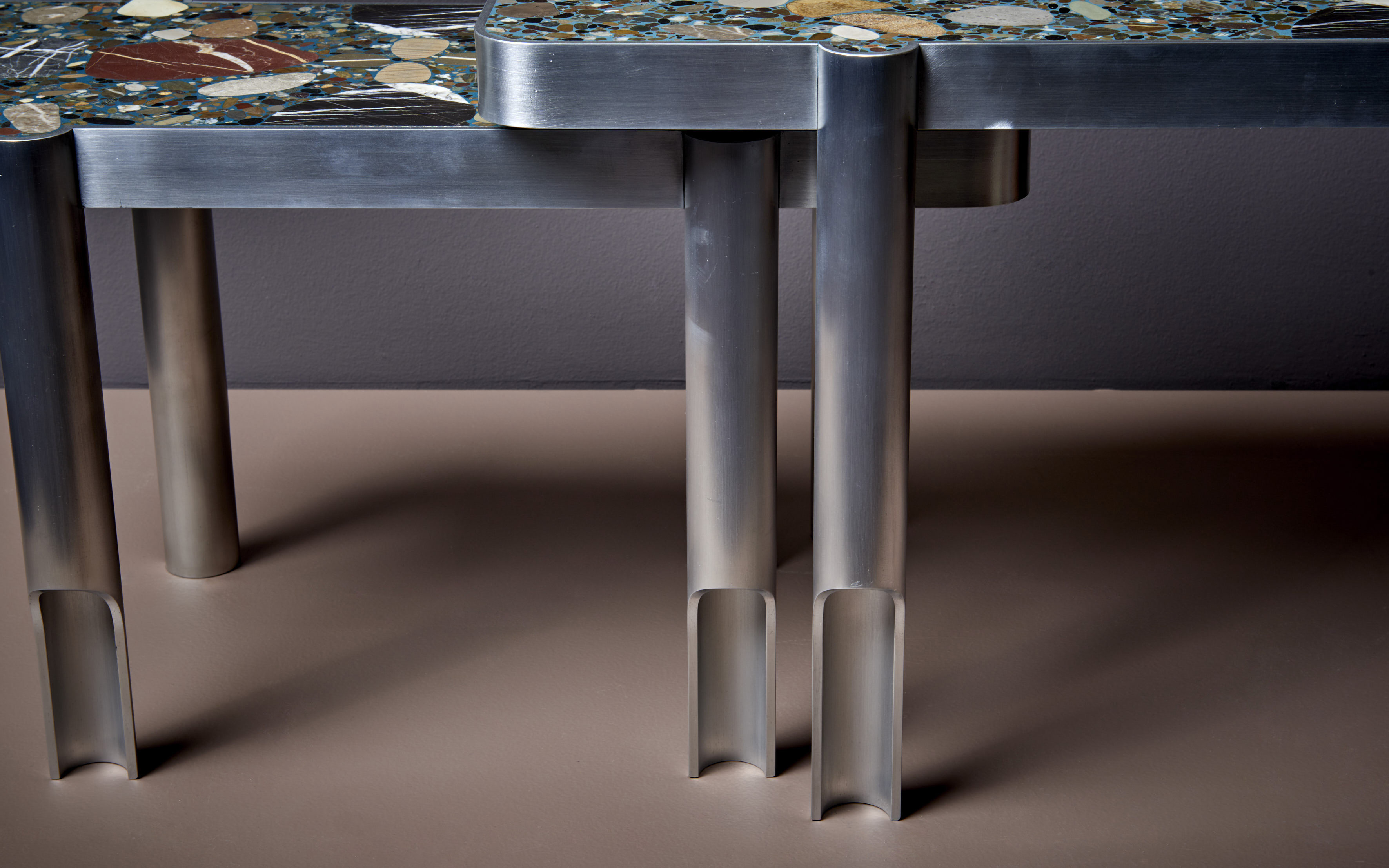 Handcrafted Set of 3 "Deacon Federico" Terrazzo Coffee Tables by Felix