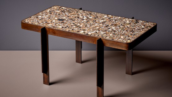 Hand-crafted Terrazzo Coffee Table "Admiral Whitney 1" by Felix Muhrhofer 