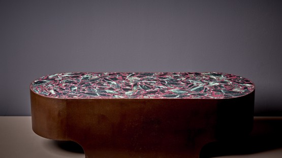 Hand-crafted Terrazzo Coffee Table "Cardinal Jeanne" by Felix Muhrhofer 