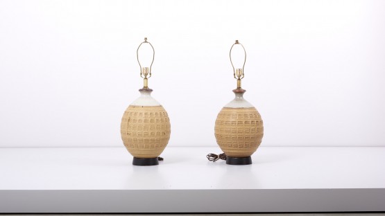 Pair of Large Ceramic Table Lamps by Bob Kinzie