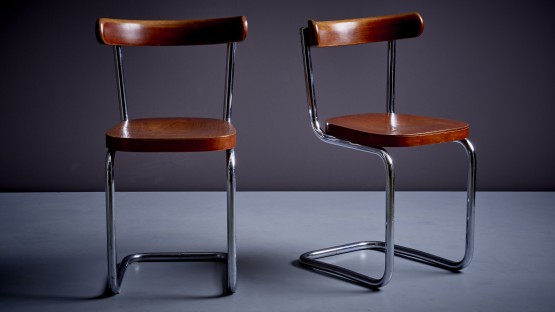Pair of Chairs by Mart Stam for Mücke-Melder 'Under License from Thonet'