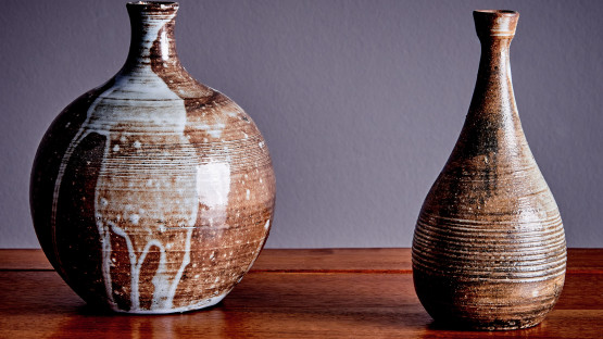 Set of Two Ceramic Vases Signed Dominik