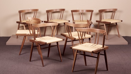 Set of 8 Grass Seated Dining Chairs by George Nakashima Studio