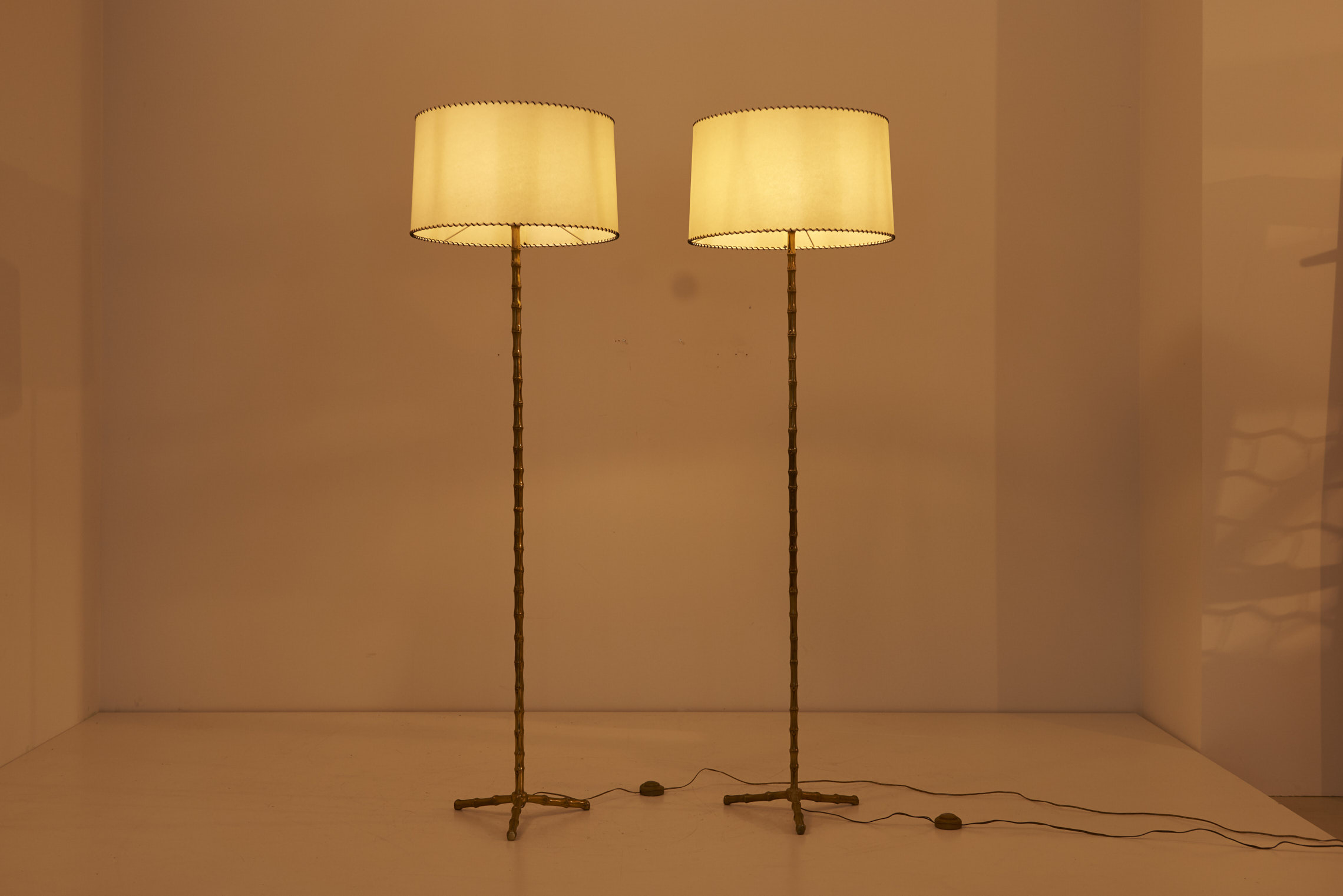 Pair of Bamboo Floor Lamps by Maison Baguès