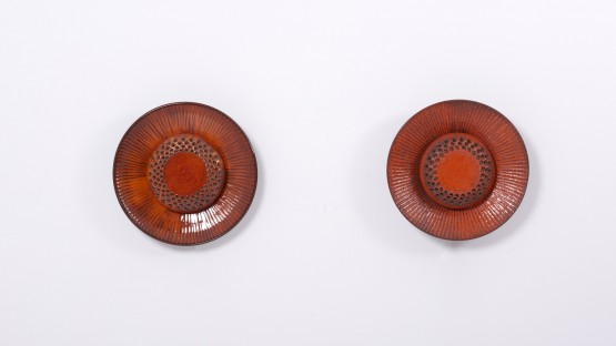 Pair of Huge Danish Ceramic Wall Lamps in Red