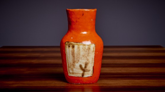 Signed Guido Gambone Ceramic Vase in Orange