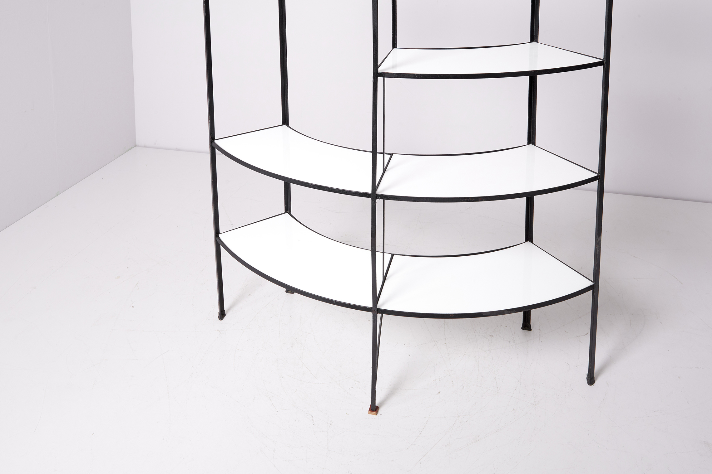 Vitrolite Glass Wrought Iron Shelf by Frederick Weinberg