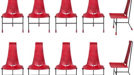 Set of Ten Tripod Dining Chairs by Dan Wenger