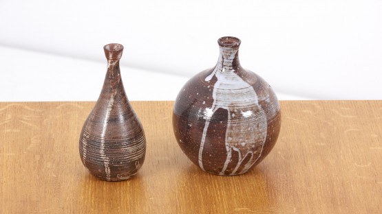 Set of Two Ceramic Vases Signed Dominik