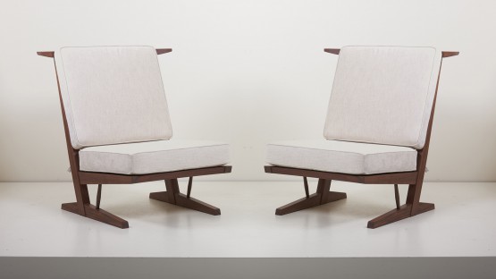 Pair of George Nakashima Conoid Lounge Chairs by Nakashima Woodworkers