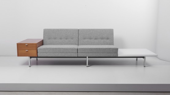 Two Modular Sofas with Table and Drawers by George Nelson for Herman Miller