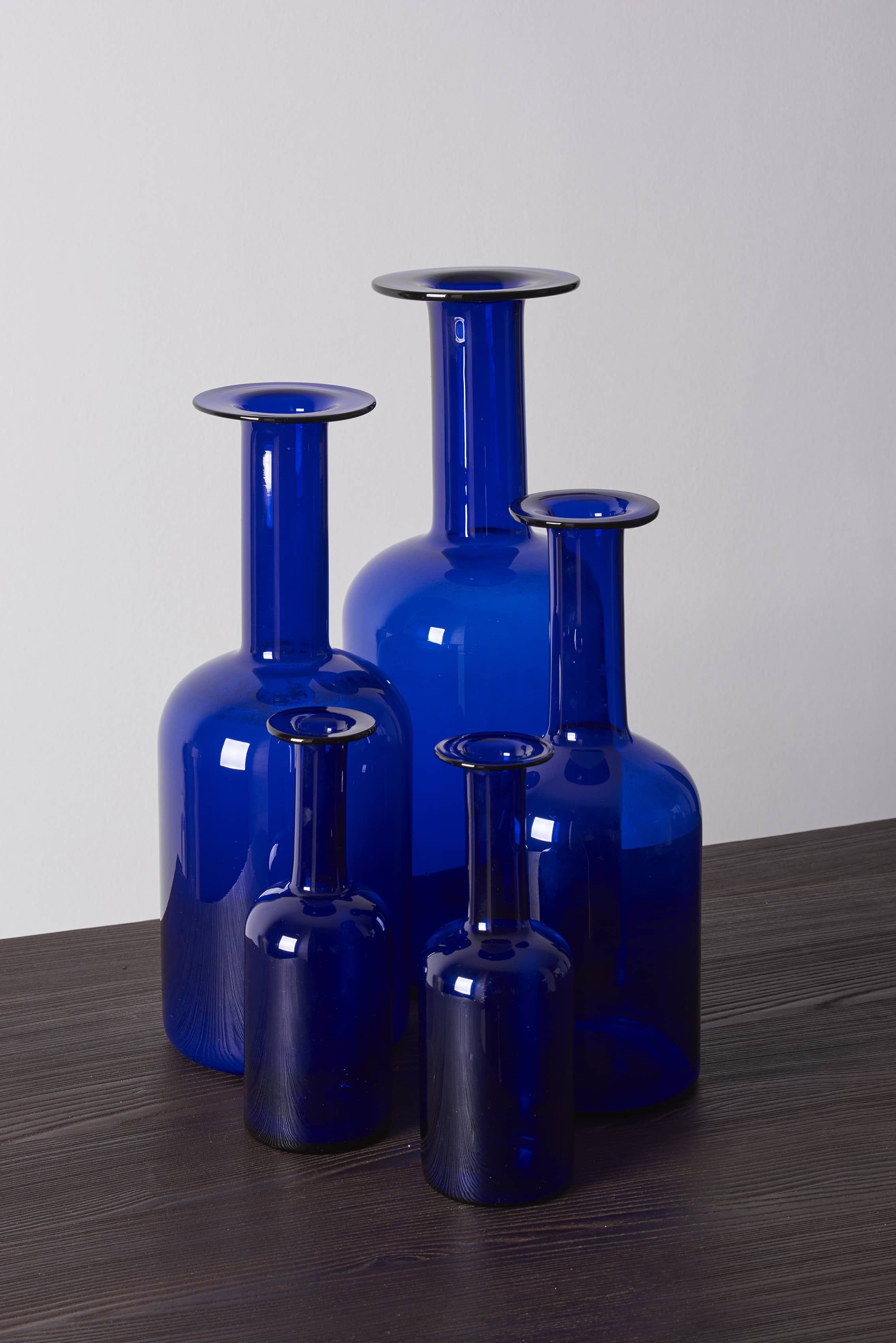 Set of five Vases by Otto Brauer for Holmegaard Gulv