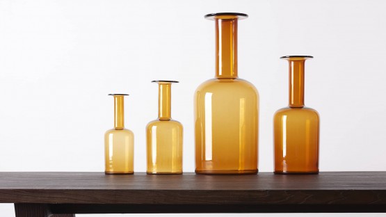Set of four Amber Vases by Otto Brauer for Holmegaard Gulv