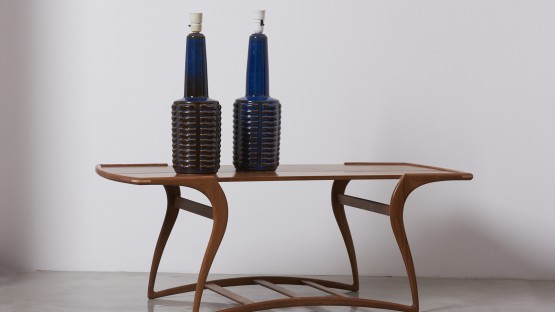 Pair of Blue Ceramic Table Lamps by Søholm