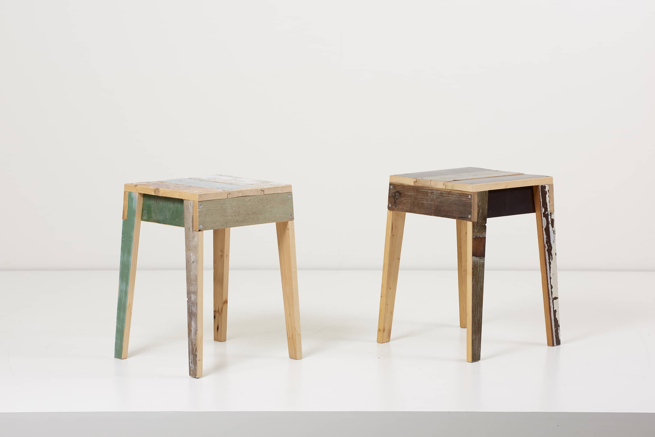 Pair Of Scrapwood Oak Stools By Piet Hein Eek Pair Of Scrapwood Oak Stools By Piet Hein Eek